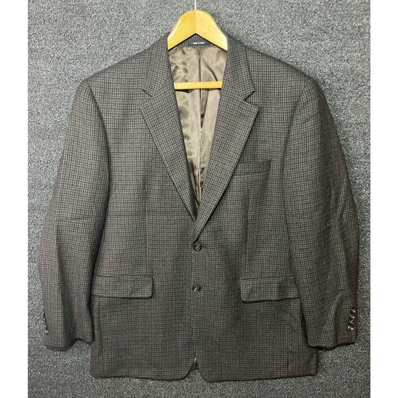 LRL Lauren Ralph Lauren Wool Blazer Mens 42R Gray Navy Houndstooth 2 Buttons - Picture 1 of 13